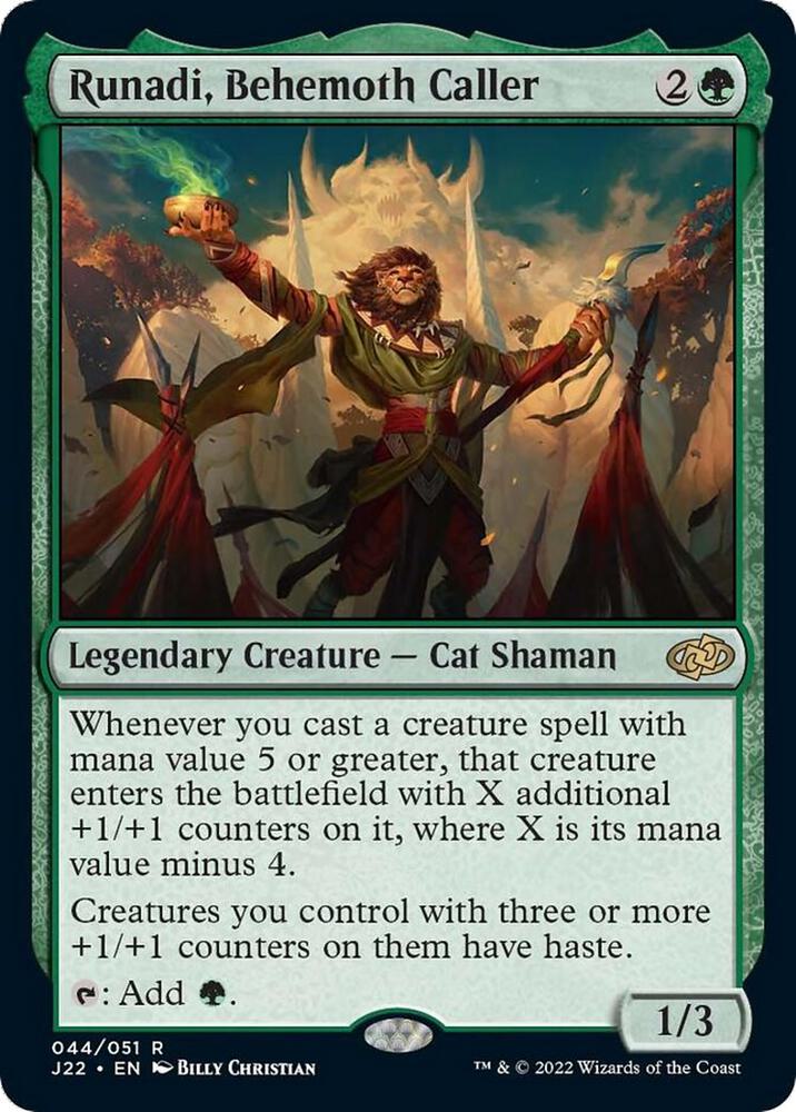 Magic Runadi, Behemoth Caller #44 Jumpstart 2022 Rare Non-Foil Near Mint English Trading Card — catalog front, TCGplayer SKU 6742142