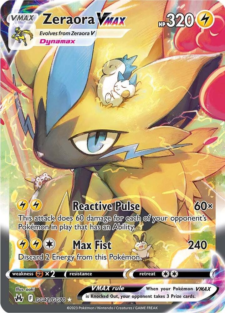 Pokémon Zeraora VMAX #GG42/GG70 SWSH: Crown Zenith: Galarian Gallery Ultra Rare Holofoil Near Mint Trading Card