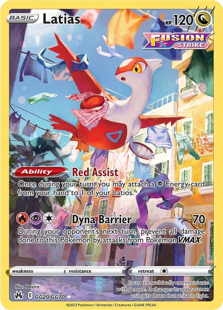 Pokémon Latias #GG20/GG70 SWSH: Crown Zenith: Galarian Gallery Ultra Rare Holofoil Near Mint English Trading Card — catalog front, TCGplayer SKU 6926465
