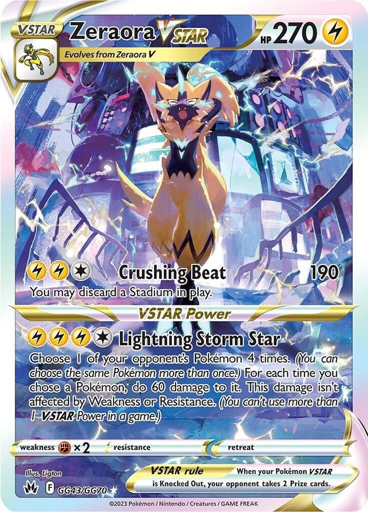 Pokémon Zeraora VSTAR #GG43/GG70 SWSH: Crown Zenith: Galarian Gallery Ultra Rare Holofoil Near Mint Trading Card