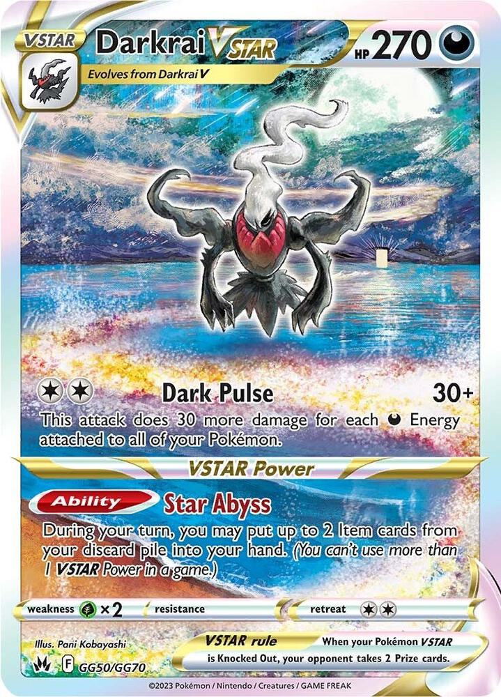 Pokémon Darkrai VSTAR #GG50/GG70 SWSH: Crown Zenith: Galarian Gallery Ultra Rare Holofoil Moderately Played Trading Card
