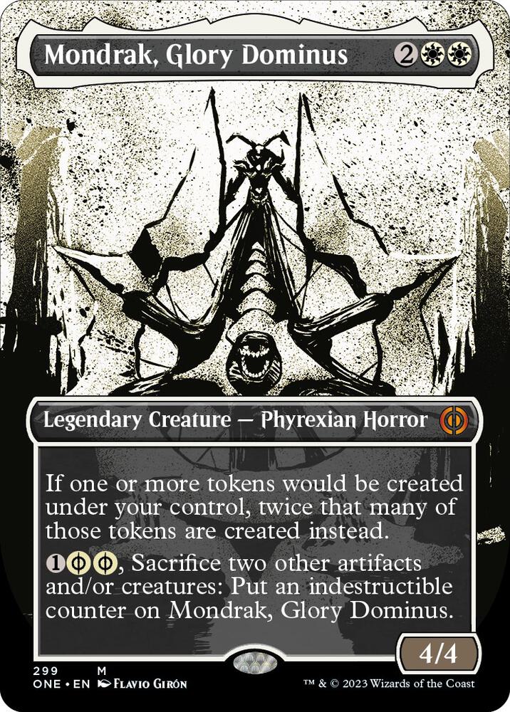 Magic Mondrak, Glory Dominus #299 Phyrexia: All Will Be One Showcase Foil Near Mint English Trading Card — catalog front, TCGplayer SKU 6928863