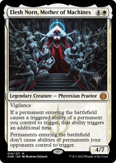 Magic Elesh Norn, Mother of Machines #10 Promo Pack: Phyrexia: All Will Be One Mythic Rare Non-Foil Near Mint English Trading Card — catalog front, TCGplayer SKU 6981696