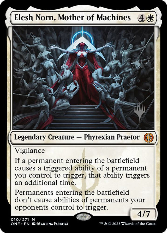 Magic Elesh Norn, Mother of Machines #10 Promo Pack: Phyrexia: All Will Be One Mythic Rare Non-Foil Near Mint English Trading Card — catalog front, TCGplayer SKU 6981696