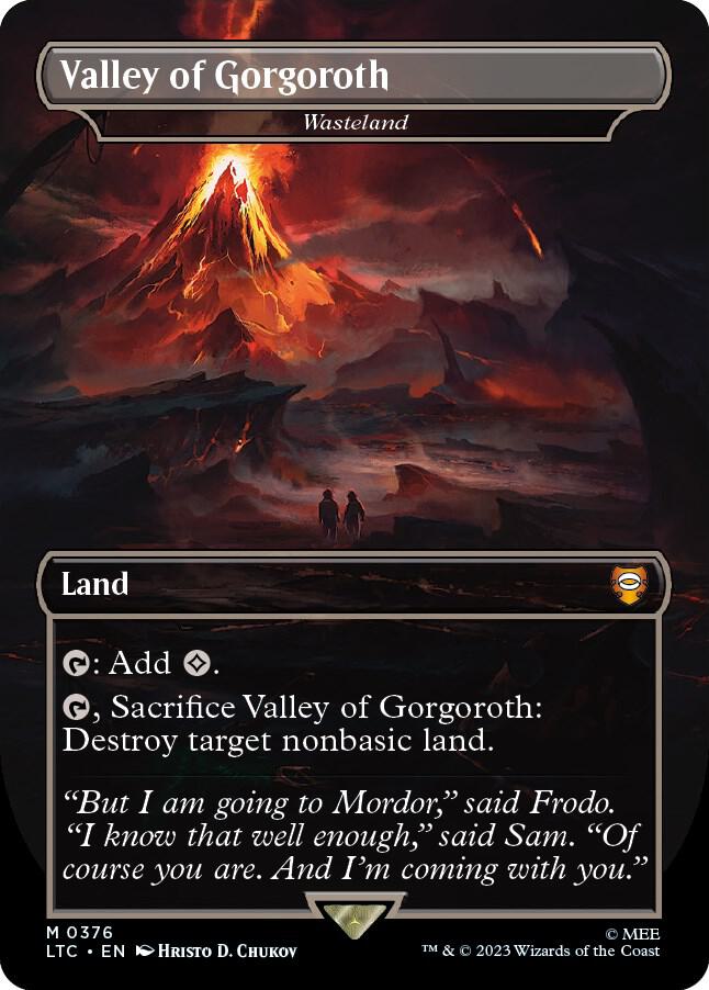 Magic Valley of Gorgoroth - Wasteland #376 Commander: The Lord of the Rings: Tales of Middle-earth Borderless Foil Near Mint English Trading Card — catalog front, TCGplayer SKU 7029367
