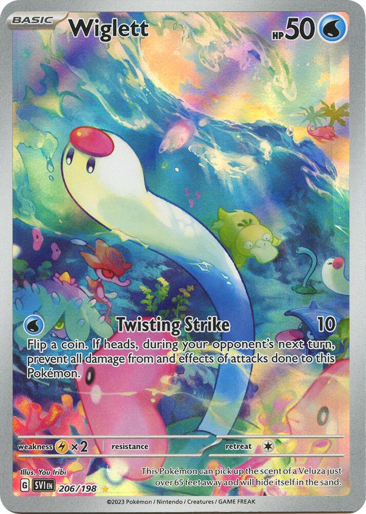 Pokémon Wiglett #206/198 SV01: Scarlet & Violet Base Set Illustration Rare Holofoil Near Mint English Trading Card — catalog front, TCGplayer SKU 7041501