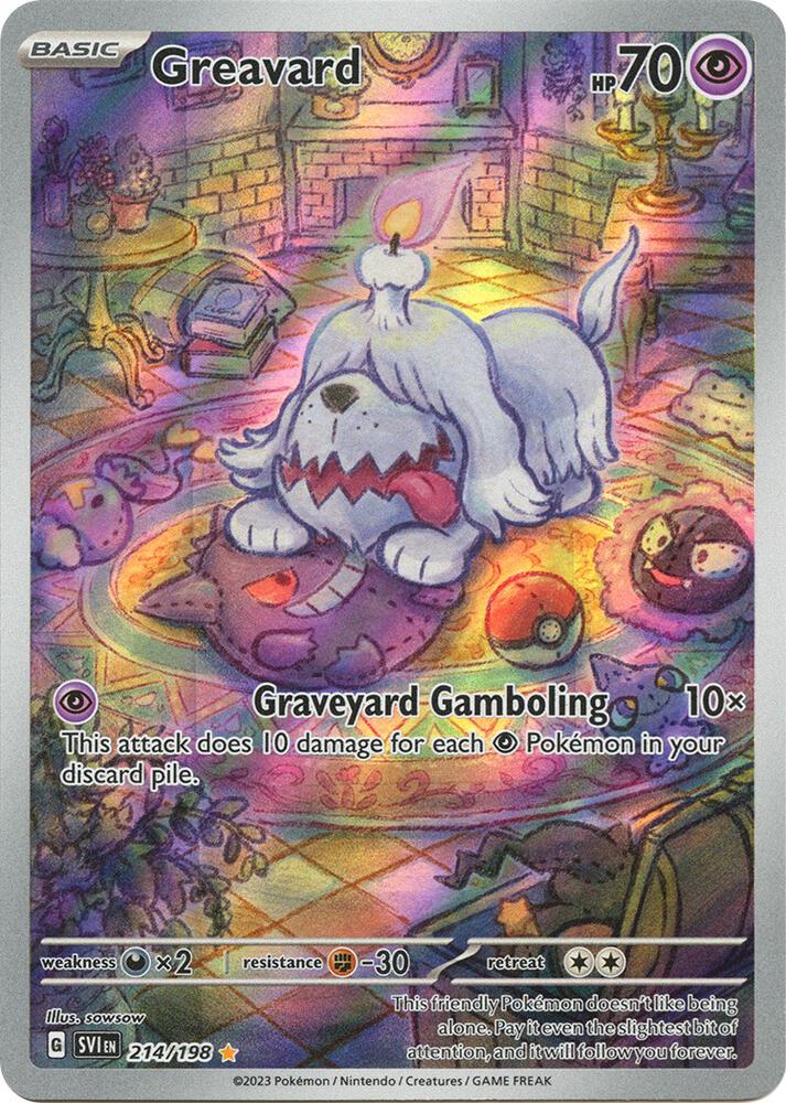 Pokémon Greavard #214/198 Scarlet & Violet Base Set Illustration Rare Holofoil Near Mint English Trading Card — catalog front, TCGplayer SKU 7041531