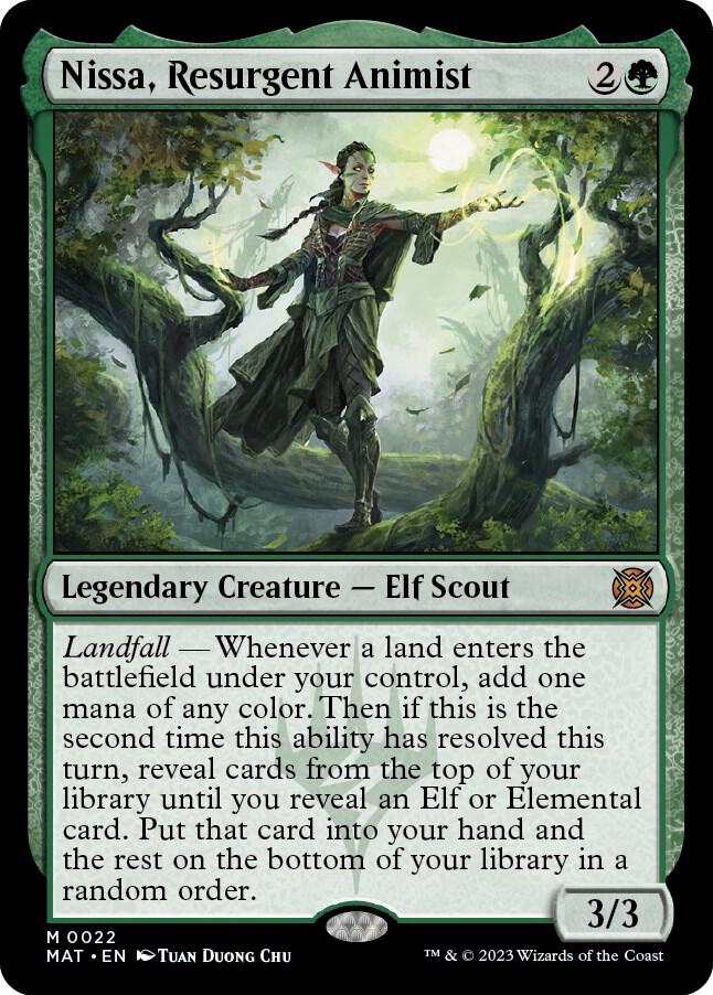 Magic Nissa, Resurgent Animist #22 March of the Machine: The Aftermath Mythic Rare Foil Near Mint English Trading Card — catalog front, TCGplayer SKU 7139802
