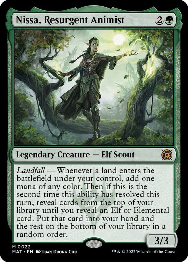 Magic Nissa, Resurgent Animist #22 March of the Machine: The Aftermath Mythic Rare Foil Near Mint English Trading Card — catalog front, TCGplayer SKU 7139802