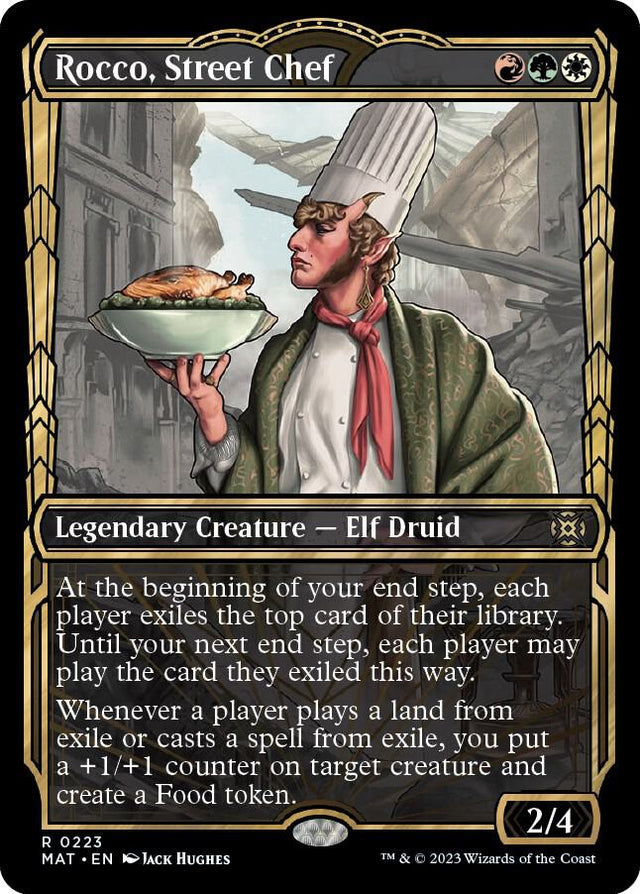 Magic Rocco, Street Chef #223 March of the Machine: The Aftermath Halo Foil Foil Near Mint English Trading Card — catalog front, TCGplayer SKU 7148866