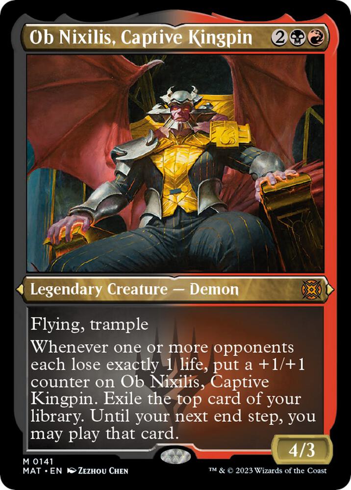 Magic Ob Nixilis, Captive Kingpin #141 March of the Machine: The Aftermath Foil Etched Foil Near Mint English Trading Card — catalog front, TCGplayer SKU 7149516