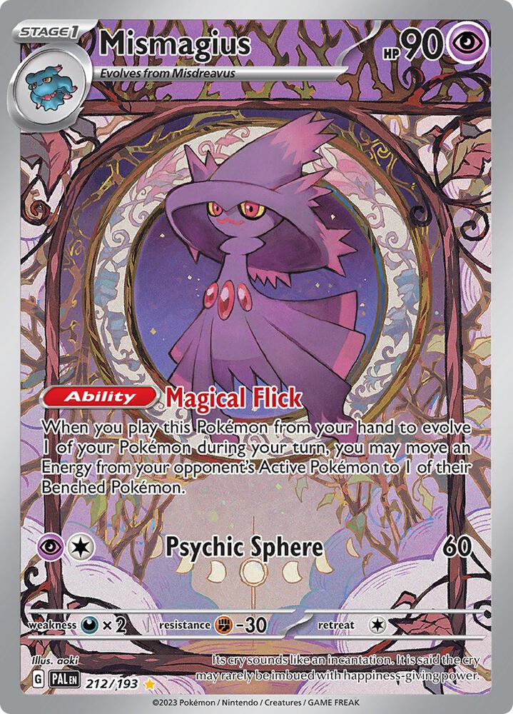 Pokémon Mismagius #212/193 SV02: Paldea Evolved Illustration Rare Holofoil Near Mint Trading Card