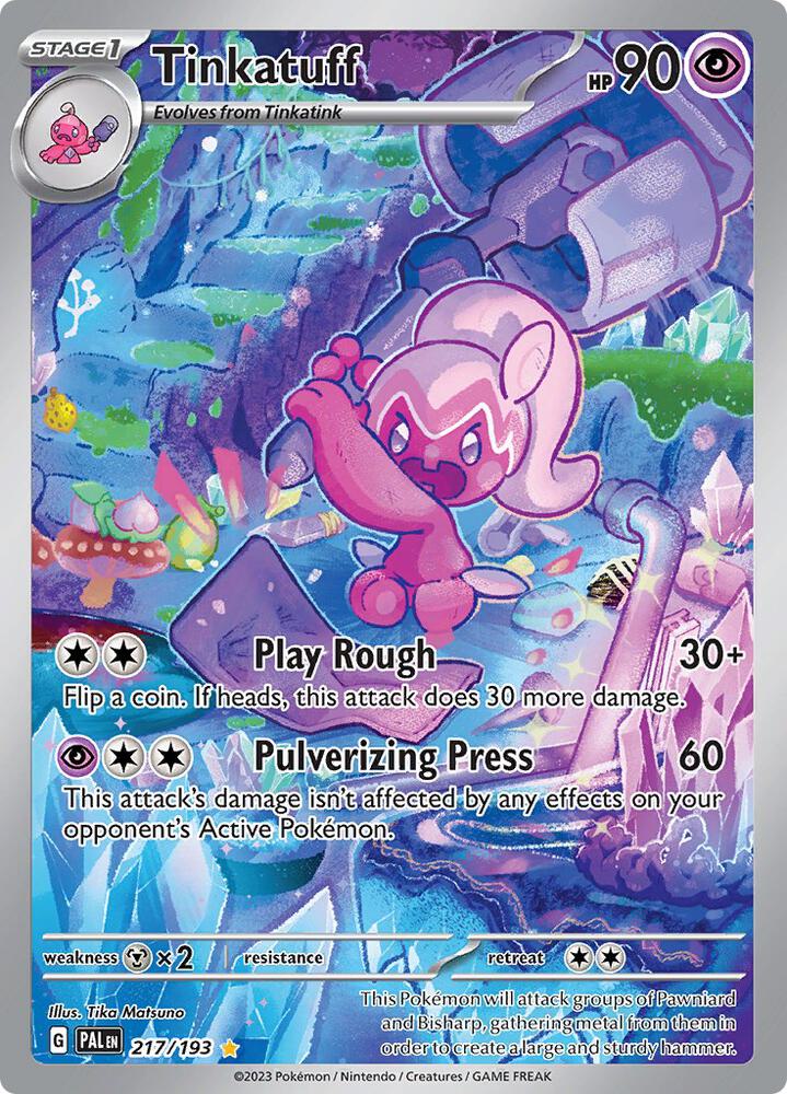 Pokémon Tinkatuff #217/193 Paldea Evolved Illustration Rare Holofoil Near Mint English Trading Card — catalog front, TCGplayer SKU 7160078
