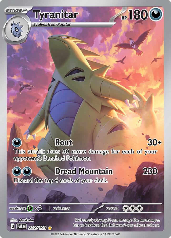 Pokémon Tyranitar #222/193 SV02: Paldea Evolved Illustration Rare Holofoil Near Mint Trading Card