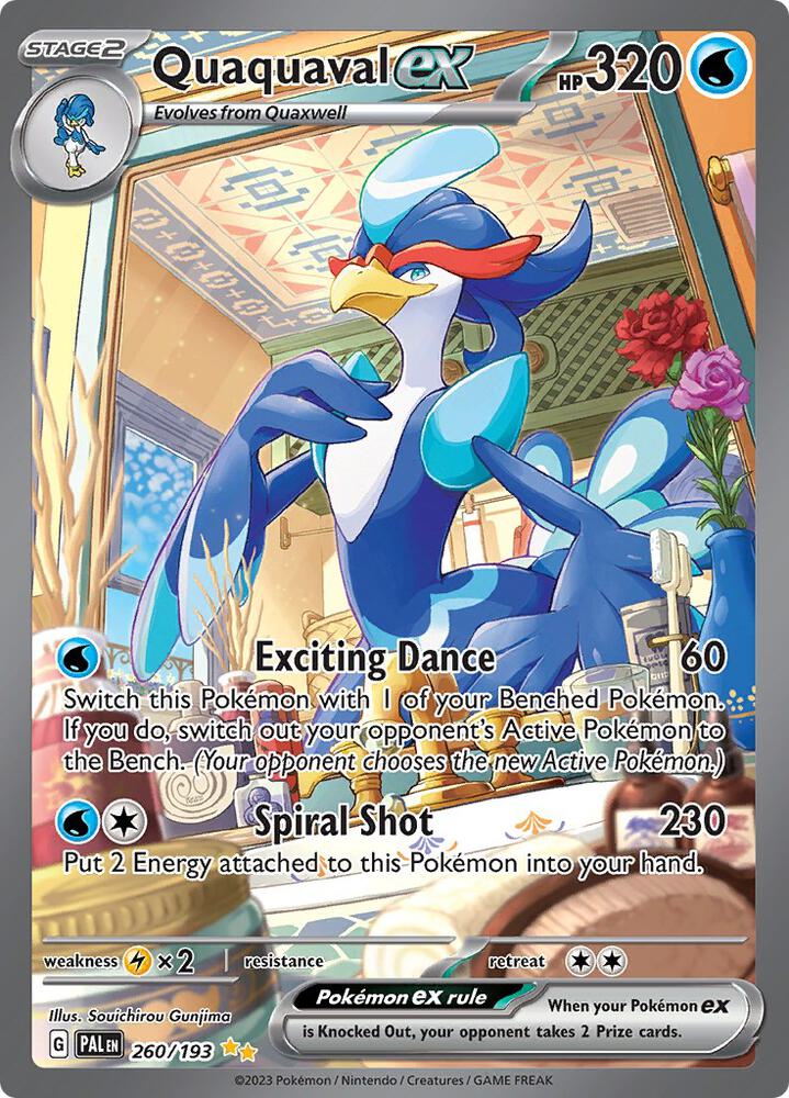Pokémon Quaquaval ex #260/193 SV02: Paldea Evolved Special Illustration Rare Holofoil Near Mint English Trading Card — catalog front, TCGplayer SKU 7160429
