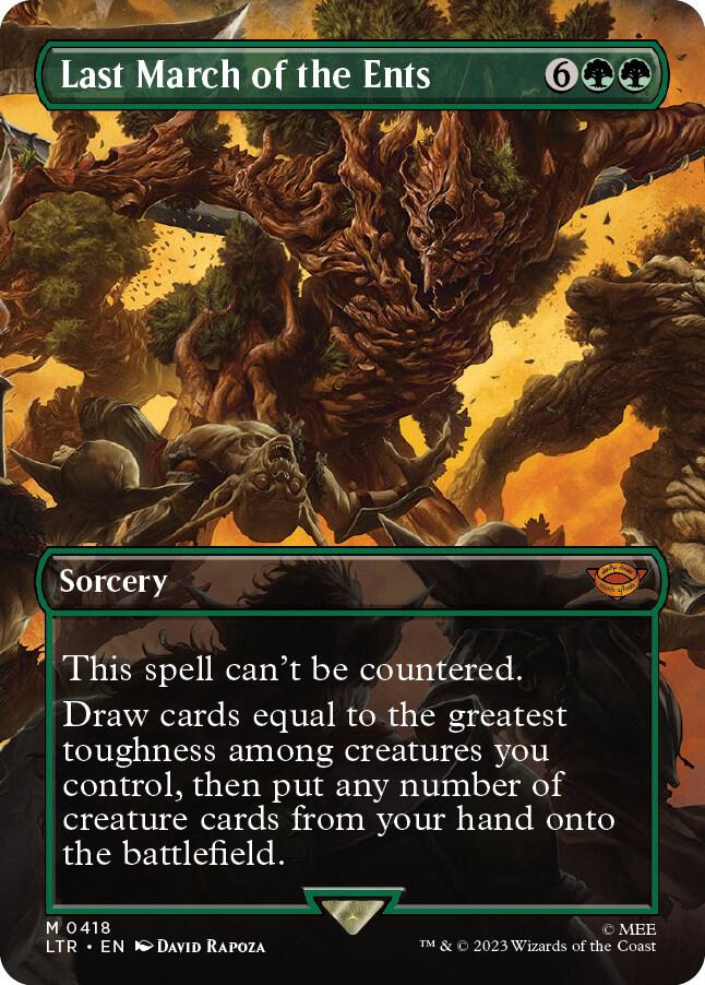 Magic Last March of the Ents #418 Universes Beyond: The Lord of the Rings: Tales of Middle-earth Borderless Foil Near Mint English Trading Card — catalog front, TCGplayer SKU 7175885