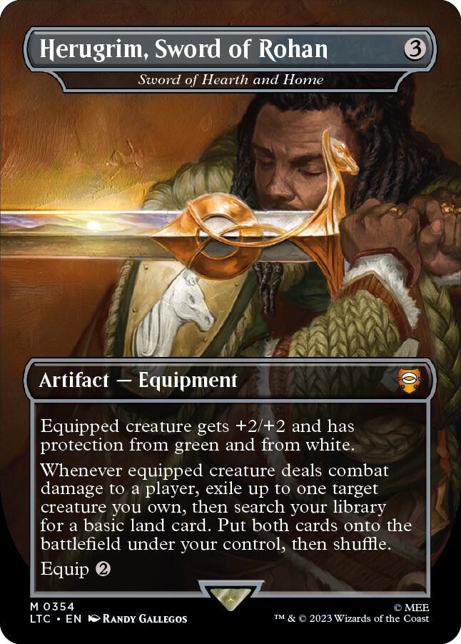 Magic Herugrim, Sword of Rohan - Sword of Hearth and Home #354 Commander: The Lord of the Rings: Tales of Middle-earth Borderless Foil Near Mint Trading Card