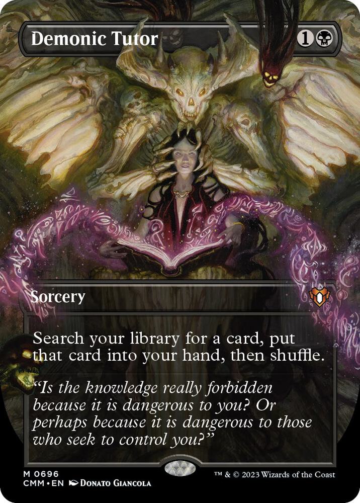 Magic Demonic Tutor #696 Commander Masters Borderless Foil Near Mint Trading Card