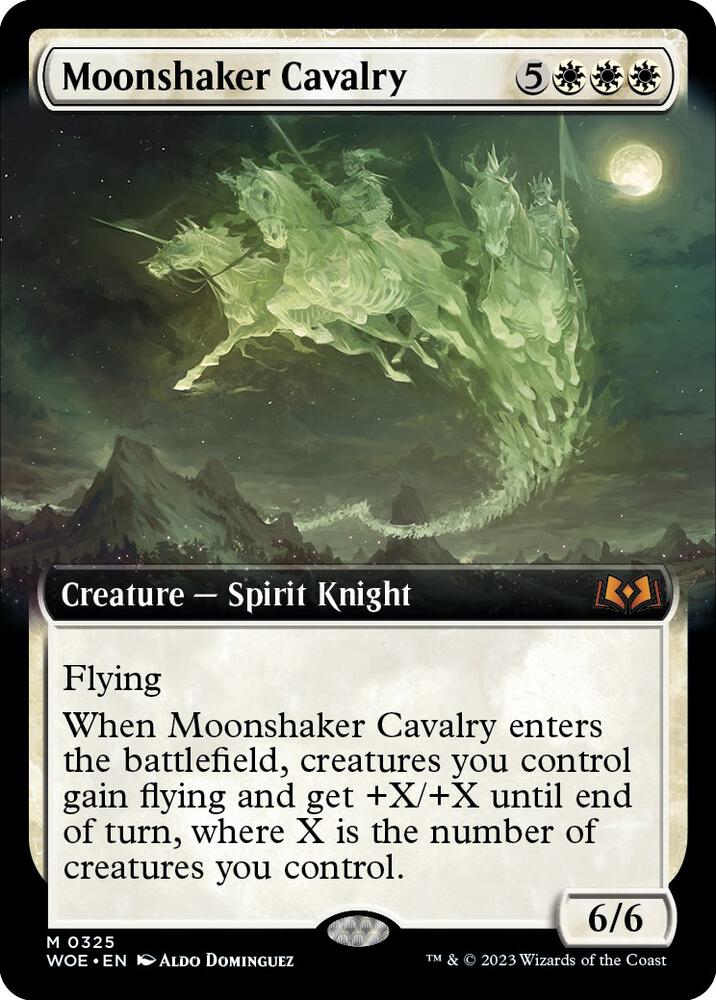 Magic Moonshaker Cavalry #325 Wilds of Eldraine Extended Art Foil Near Mint English Trading Card — catalog front, TCGplayer SKU 7333661