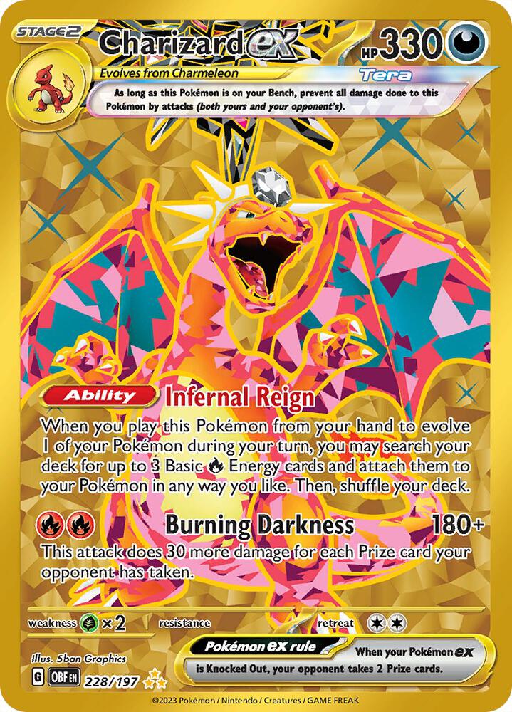 Pokémon Charizard ex #228/197 SV03: Obsidian Flames Hyper Rare Holofoil Near Mint Trading Card
