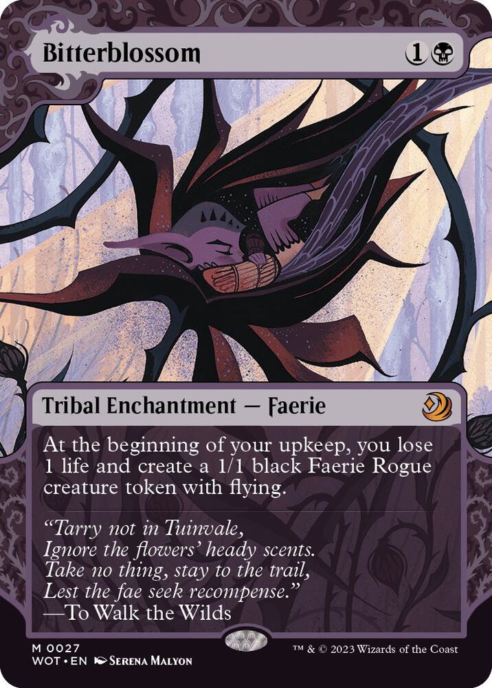 Magic Bitterblossom #27 Wilds of Eldraine: Enchanting Tales Mythic Rare Non-Foil Near Mint English Trading Card — catalog front, TCGplayer SKU 7360452
