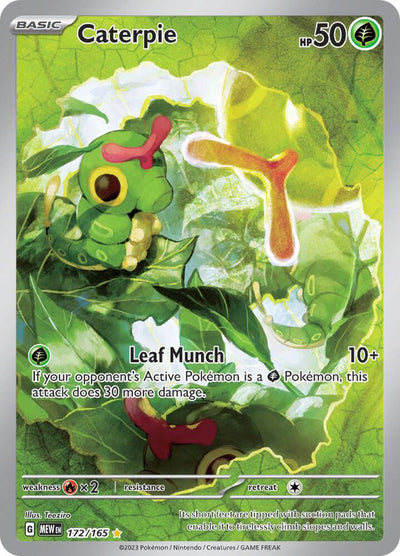 Pokémon Caterpie #172/165 SV: Scarlet & Violet 151 Illustration Rare Holofoil Near Mint English Trading Card — catalog front, TCGplayer SKU 7436592