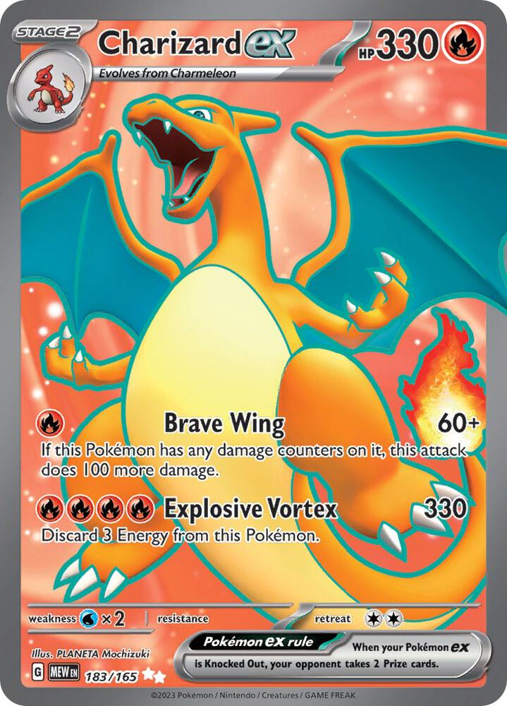 Pokémon Charizard ex #183/165 SV: Scarlet & Violet 151 Ultra Rare Holofoil Near Mint Trading Card