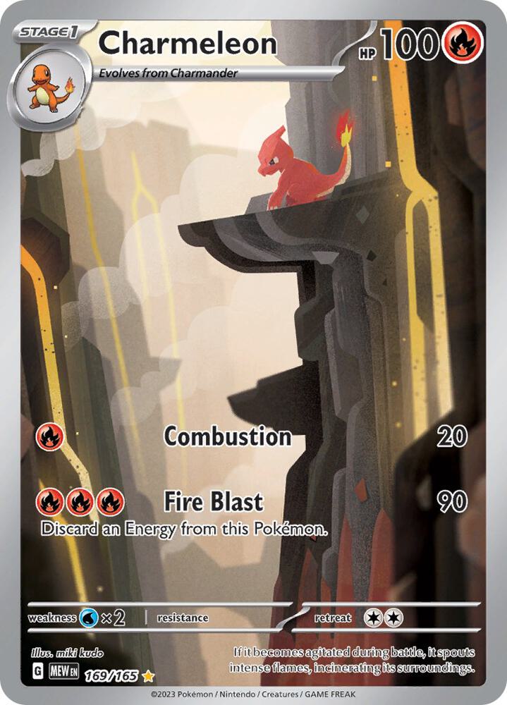 Pokémon Charmeleon #169/165 SV: Scarlet & Violet 151 Illustration Rare Holofoil Near Mint Trading Card
