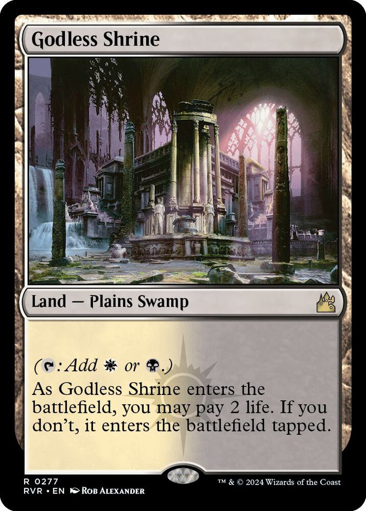 Magic Godless Shrine #277 Ravnica Remastered Rare Foil Near Mint English Trading Card — catalog front, TCGplayer SKU 7443132