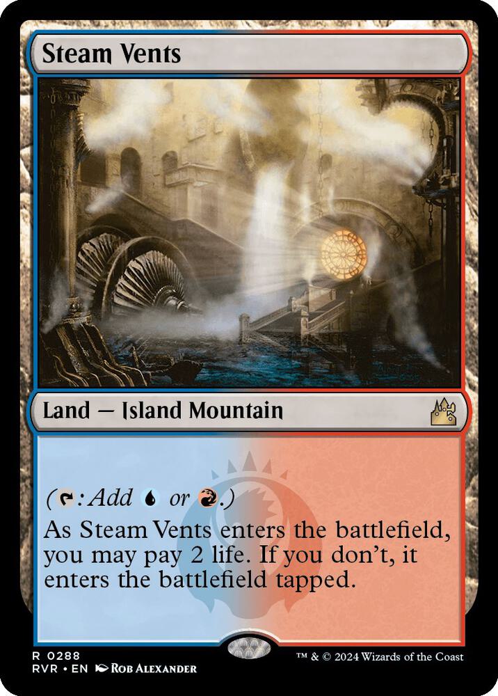 Magic Steam Vents #288 Ravnica Remastered Rare Foil Near Mint English Trading Card — catalog front, TCGplayer SKU 7443292