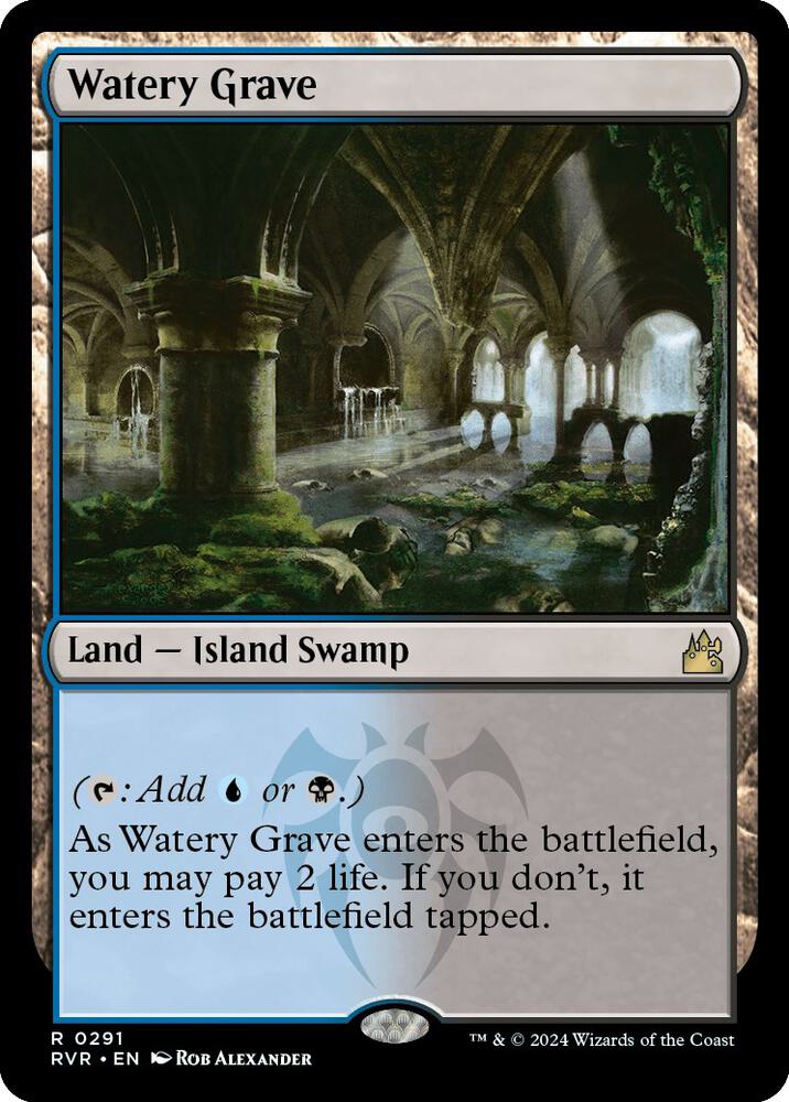 Magic Watery Grave #291 Ravnica Remastered Rare Foil Near Mint English Trading Card — catalog front, TCGplayer SKU 7443612