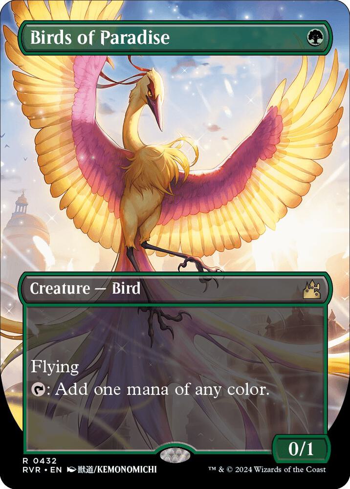 Magic Birds of Paradise #432 Ravnica Remastered Anime Borderless Foil Near Mint Trading Card