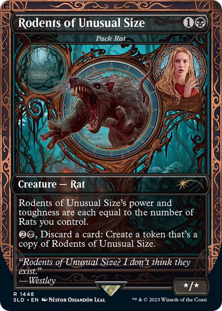 Magic Rodents of Unusual Size - Pack Rat #1448 Secret Lair Drop Series Rare Non-Foil Near Mint English Trading Card — catalog front, TCGplayer SKU 7446071