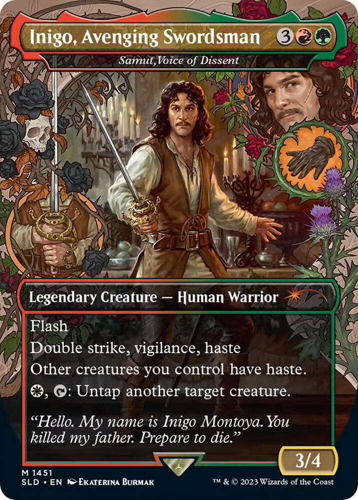 Magic Inigo, Avenging Swordsman - Samut, Voice of Dissent #1451 Secret Lair Drop Series Mythic Rare Non-Foil Near Mint Trading Card