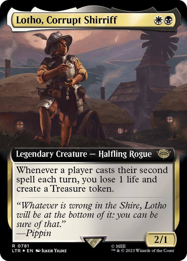 Magic Lotho, Corrupt Shirriff (Extended Art) #781 The Lord of the Rings: Tales of Middle-earth Surge Foil Foil Near Mint English — catalog front, TCGplayer SKU 7446326