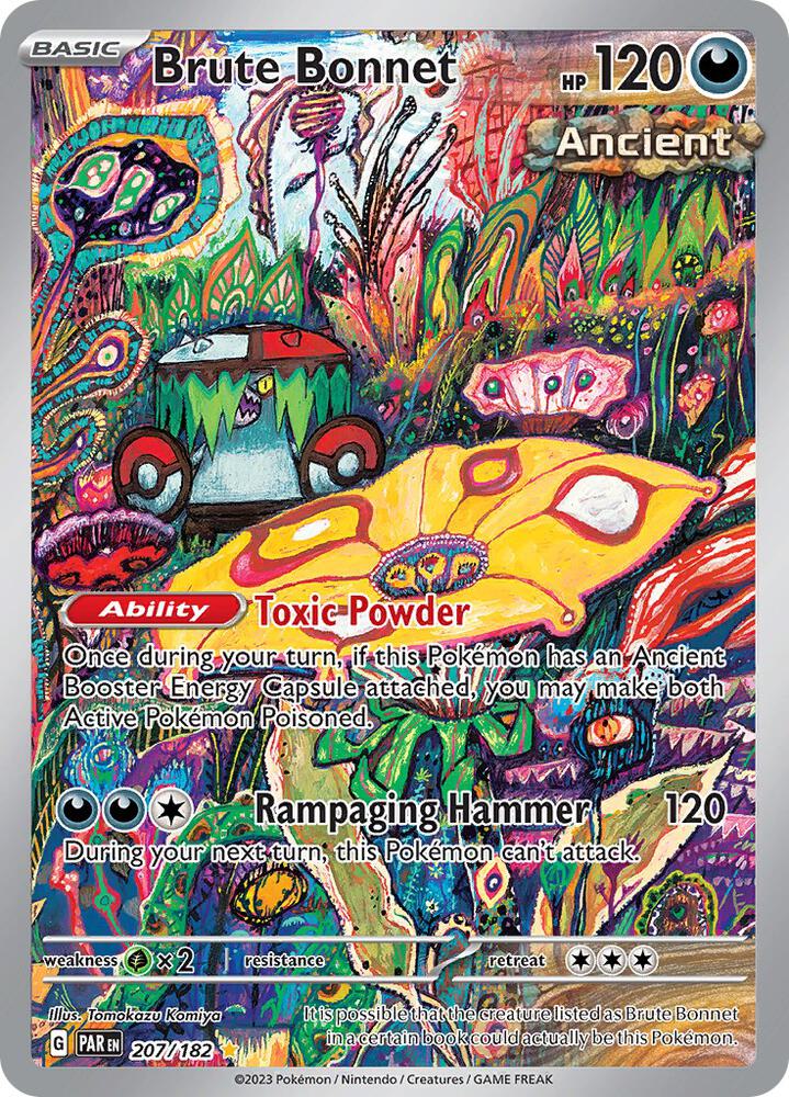 Pokémon Brute Bonnet #207/182 Paradox Rift Illustration Rare Holofoil Near Mint English Trading Card — catalog front, TCGplayer SKU 7497153