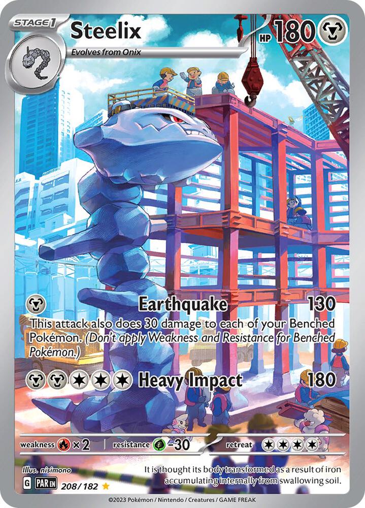 Pokémon Steelix #208/182 SV04: Paradox Rift Illustration Rare Holofoil Near Mint Trading Card