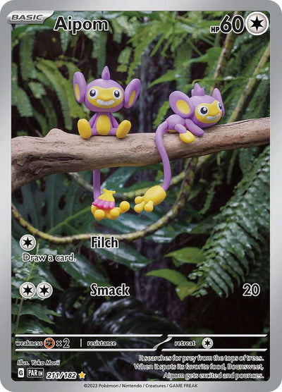 Pokémon Aipom #211/182 SV04: Paradox Rift Illustration Rare Holofoil Near Mint Trading Card
