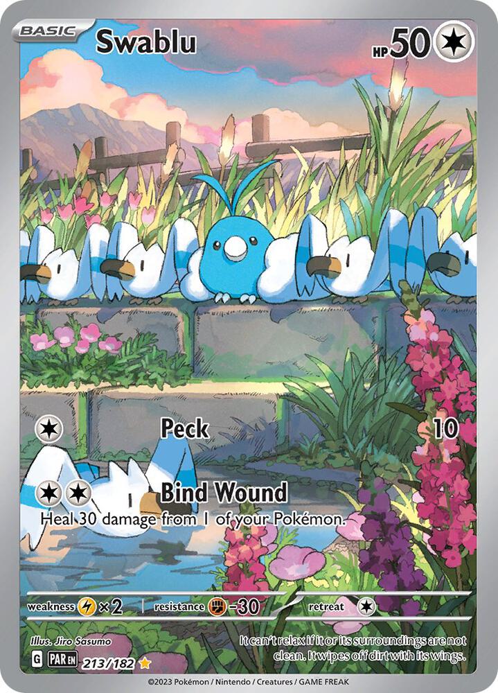 Pokémon Swablu #213/182 SV04: Paradox Rift Illustration Rare Holofoil Near Mint Trading Card