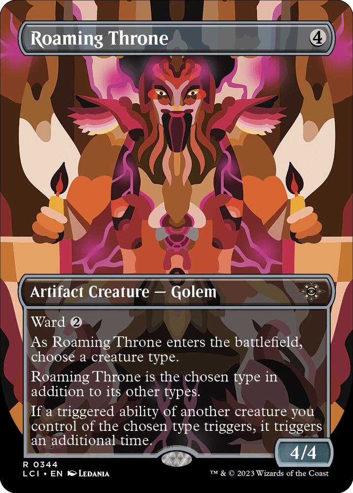 Magic Roaming Throne #344 The Lost Caverns of Ixalan Borderless Foil Near Mint Trading Card