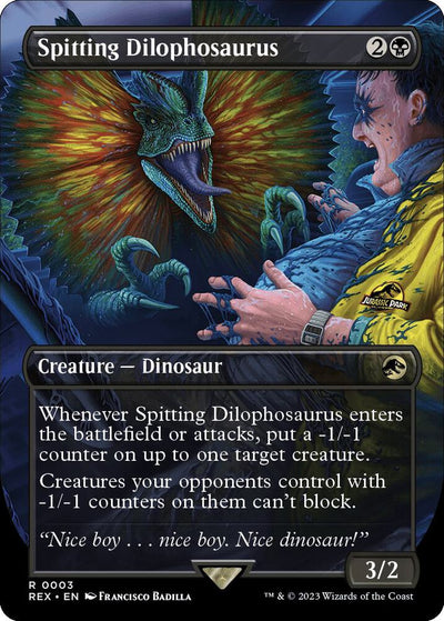 Magic Spitting Dilophosaurus #3 Universes Beyond: Jurassic World Collection Borderless Foil Near Mint Trading Card