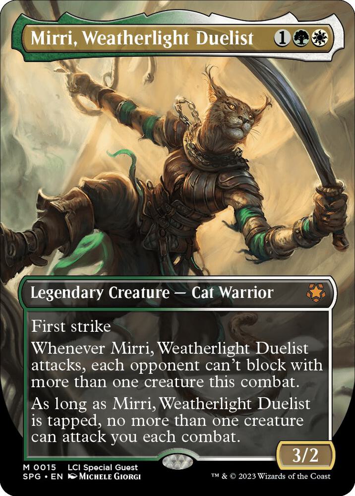 Magic Mirri, Weatherlight Duelist #15 Special Guests Borderless Foil Near Mint English Trading Card — catalog front, TCGplayer SKU 7528293