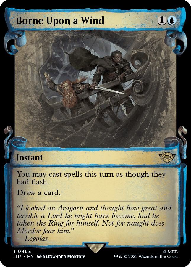 Magic Borne Upon a Wind #495 Universes Beyond: The Lord of the Rings: Tales of Middle-earth Showcase Scrolls Foil Near Mint English Trading Card — catalog front, TCGplayer SKU 7542757