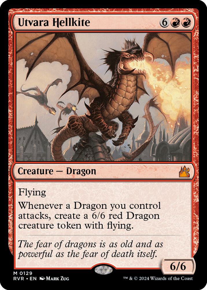 Magic Utvara Hellkite #129 Ravnica Remastered Mythic Rare Foil Near Mint English Trading Card — catalog front, TCGplayer SKU 7606102