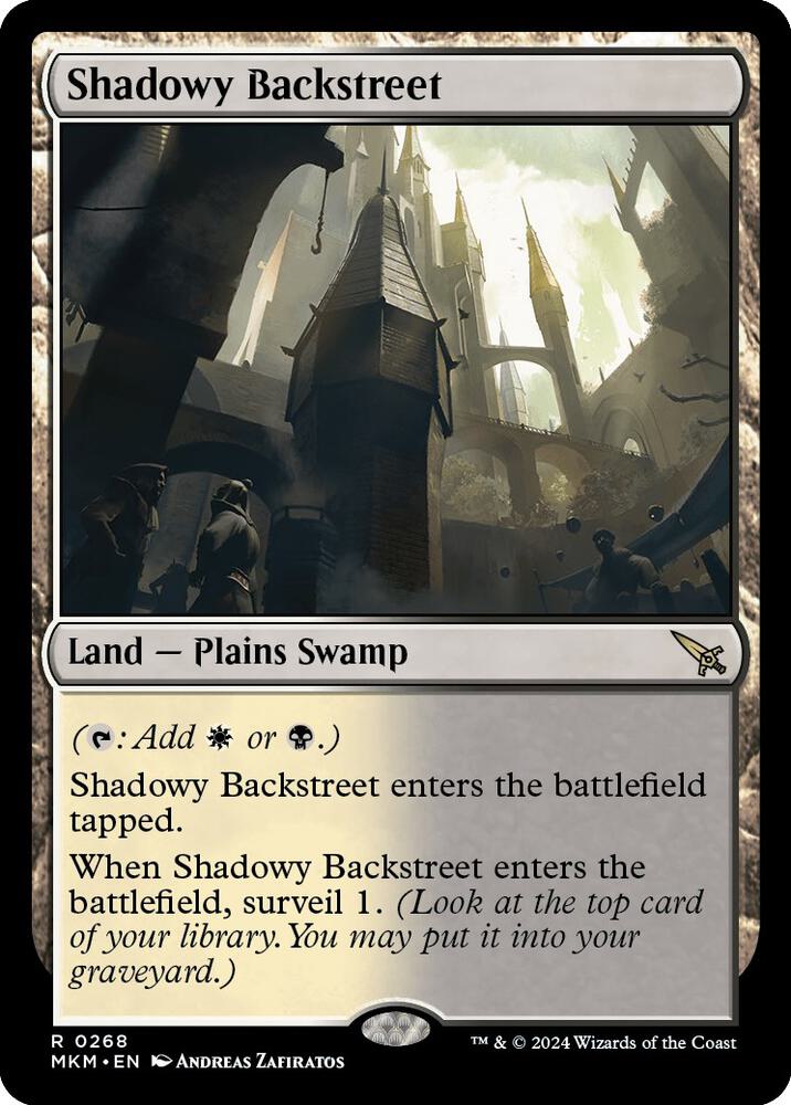 Magic Shadowy Backstreet #268 Murders at Karlov Manor Rare Non-Foil Near Mint English Trading Card — catalog front, TCGplayer SKU 7666198