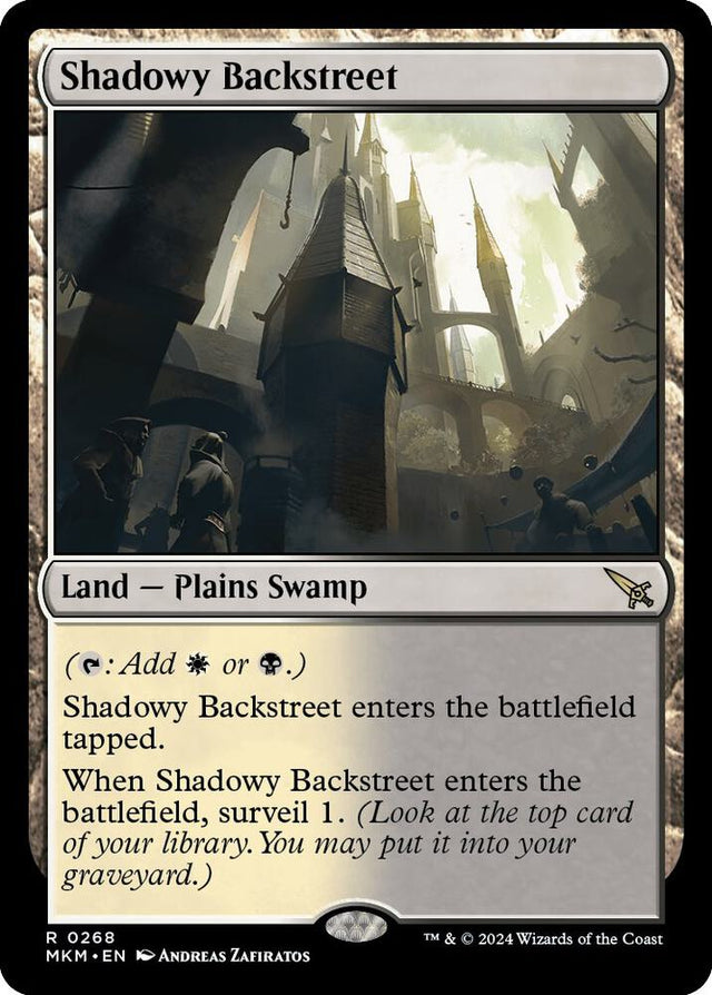 Magic Shadowy Backstreet #268 Murders at Karlov Manor Rare Non-Foil Near Mint English Trading Card — catalog front, TCGplayer SKU 7666198
