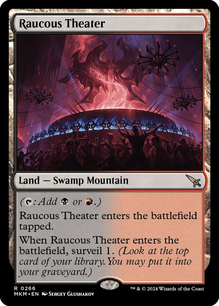 Magic Raucous Theater #266 Murders at Karlov Manor Rare Foil Near Mint English Trading Card — catalog front, TCGplayer SKU 7667244