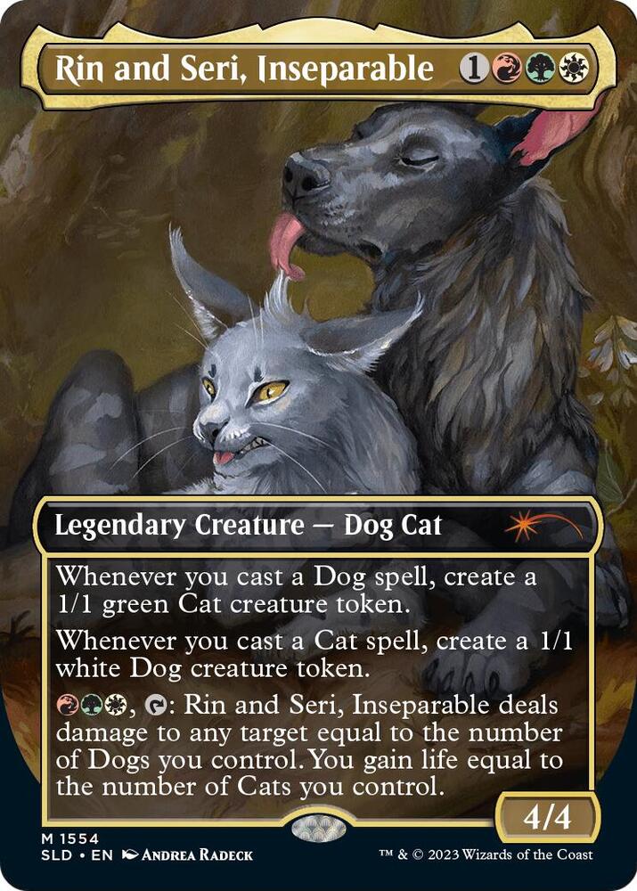 Magic Rin and Seri, Inseparable (Display Commander) - Thick Stock #1554 Secret Lair Drop Series Mythic Rare Non-Foil Near Mint Trading Card