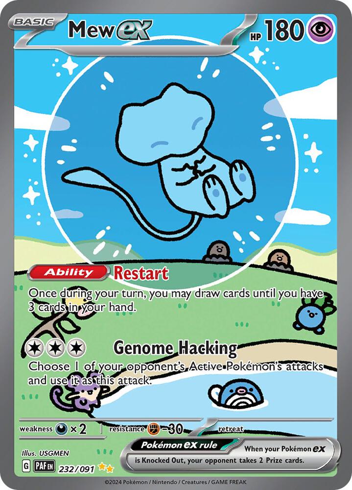 Pokémon Mew ex #232/091 SV: Paldean Fates Special Illustration Rare Holofoil Near Mint English Trading Card — catalog front, TCGplayer SKU 7698838