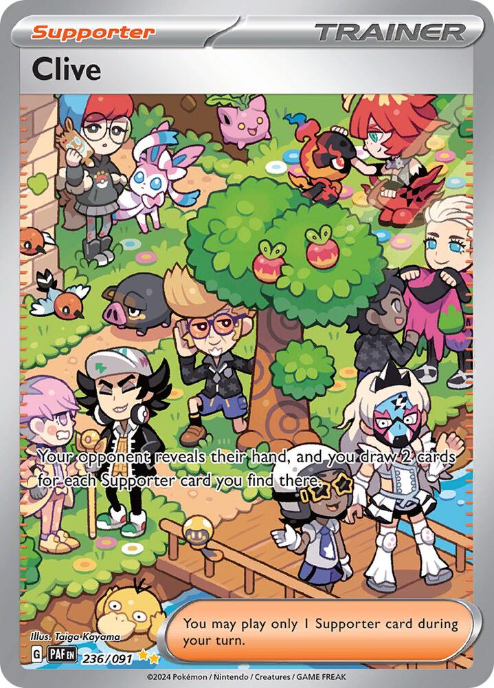 Pokémon Clive #236/091 Paldean Fates Special Illustration Rare Holofoil Near Mint English Trading Card — catalog front, TCGplayer SKU 7700318